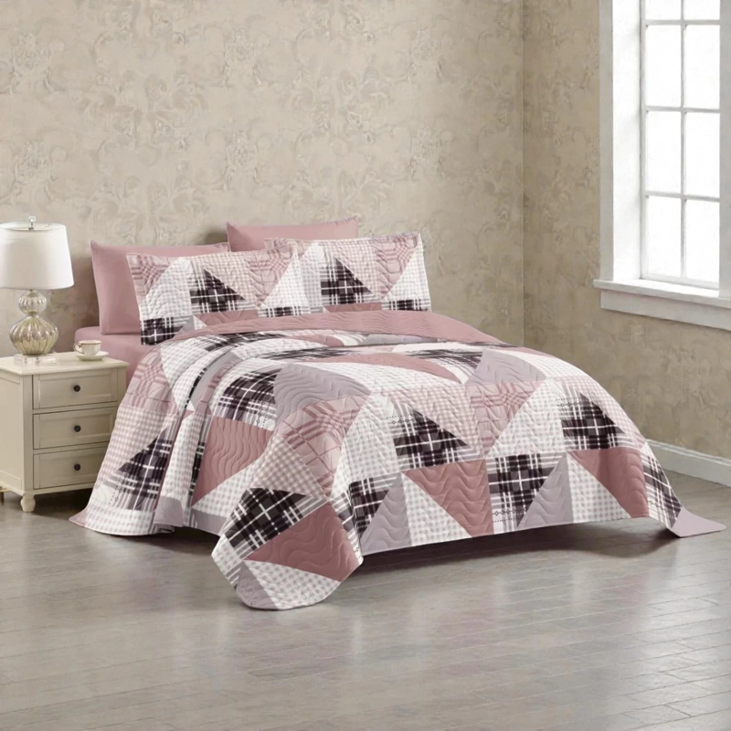 CUBRECAMA QUILT DE VERANO DE 1.5 PLAZAS MEDIDA 180X230CM DELGADO + 1 FUNDA DE ALMOHADA - 1