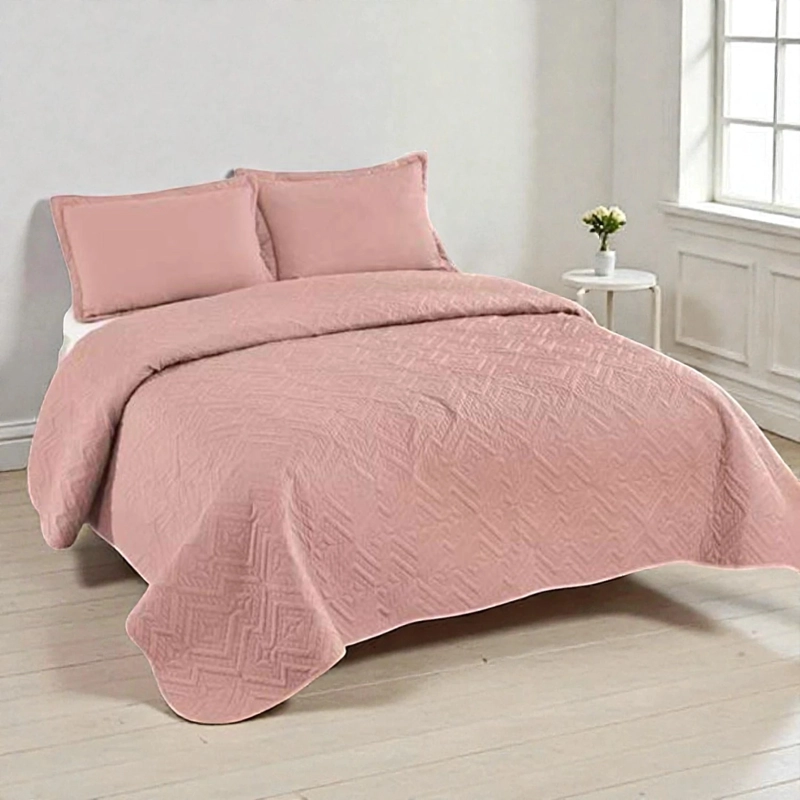 CUBRECAMA QUILT DE VERANO DE 1.5 PLAZAS MEDIDA 180X230CM DELGADO + 1 FUNDA DE ALMOHADA ROSADO - 1