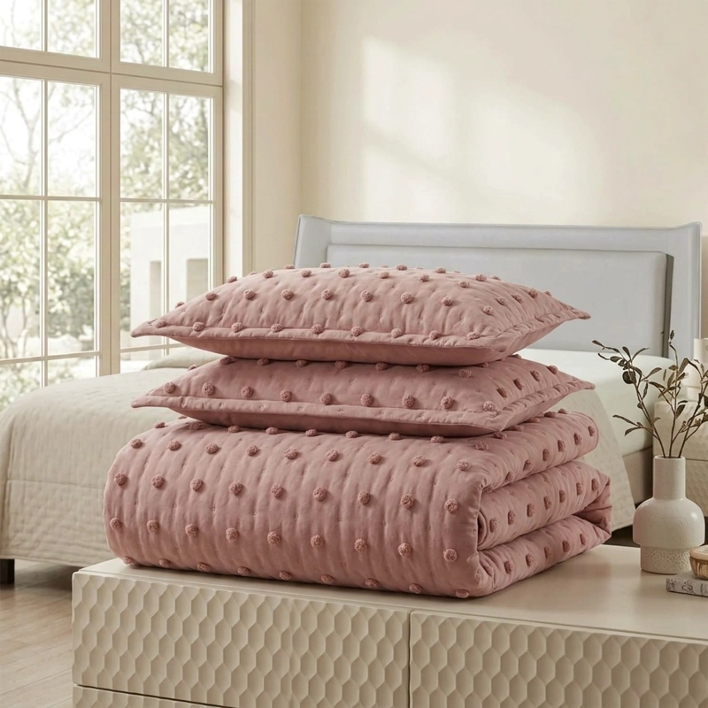 CUBRECAMA DE VERANO SEMIACOLCHADO QUILT TEXTURIZADO 230X250CM + 2 FUNDAS DE ALMOHADA CMAC2P-TF-10 - 3