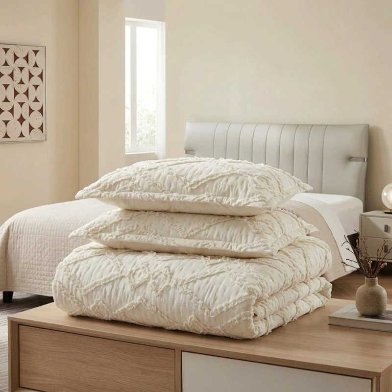 CUBRECAMA DE VERANO TUFTING QUILT TEXTURIZADO 230X250CM + 2 FUNDAS DE ALMOHADA CMVTT2P-TF-12 - 6