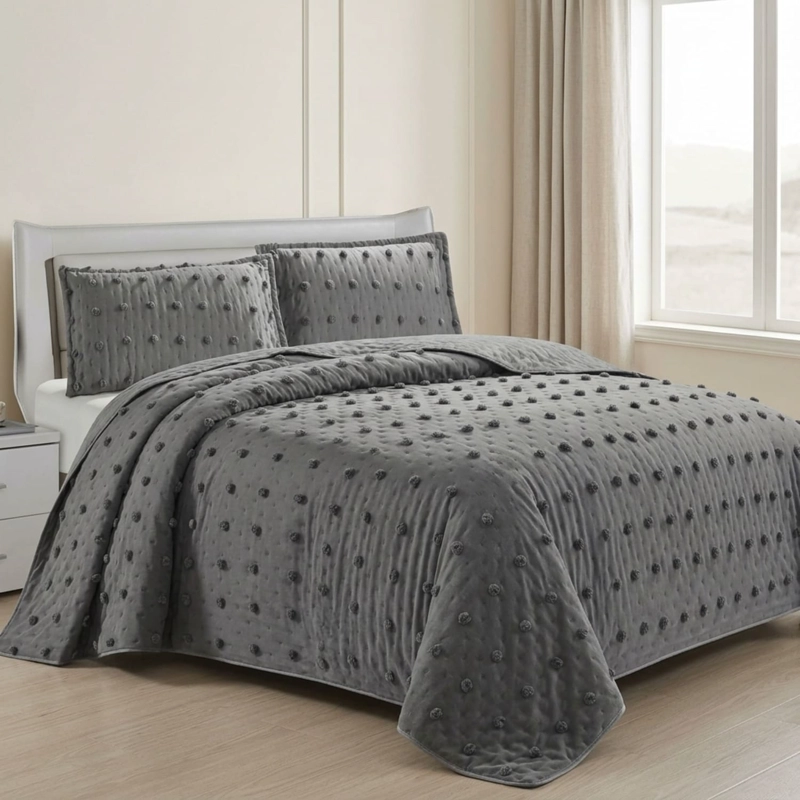 CUBRECAMA DE VERANO SEMIACOLCHADO QUILT TEXTURIZADO 250X270CM + 2 FUNDAS DE ALMOHADA CMACKING-TF-23 - 1