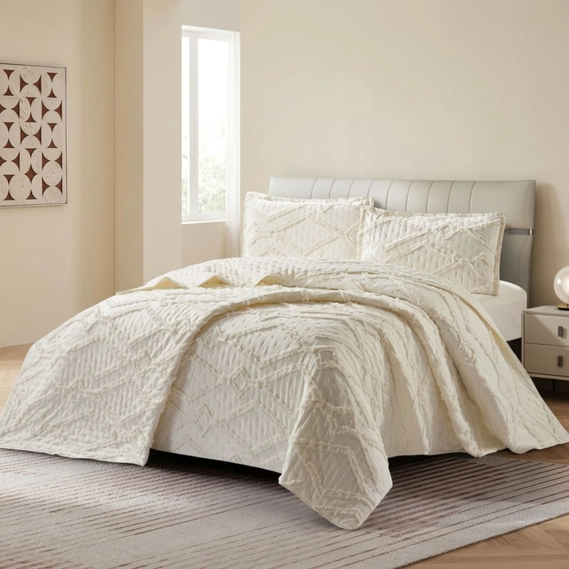 CUBRECAMA DE VERANO TUFTING QUILT TEXTURIZADO 230X250CM + 2 FUNDAS DE ALMOHADA CMVTT2P-TF-17 - 1