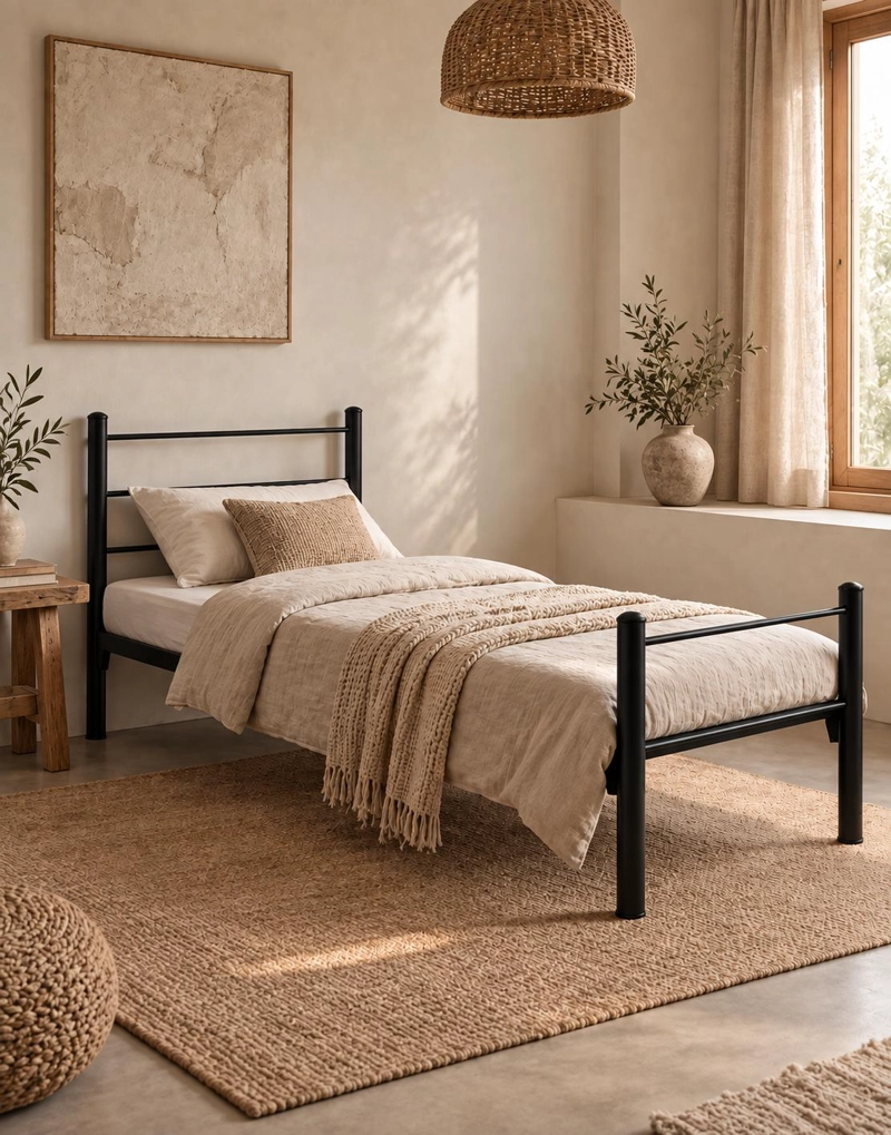 CAMA INCAL CATRE 1 PLAZA ACERO NEGRO - 2