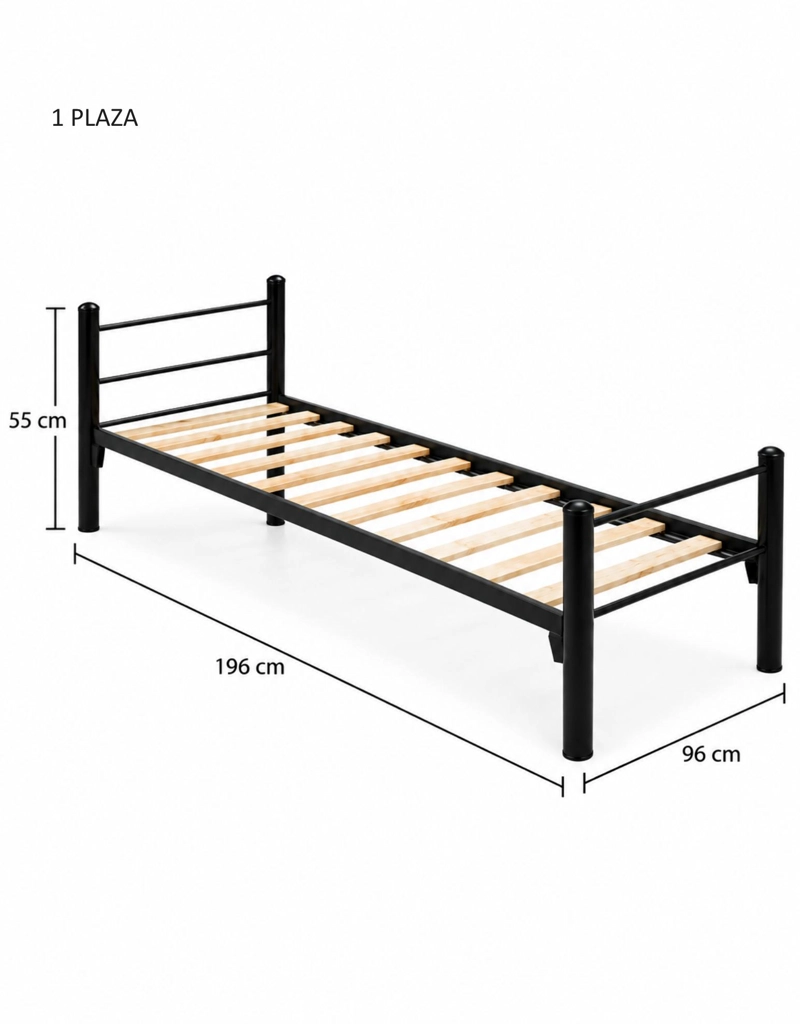 CAMA INCAL CATRE 1 PLAZA ACERO NEGRO - 3
