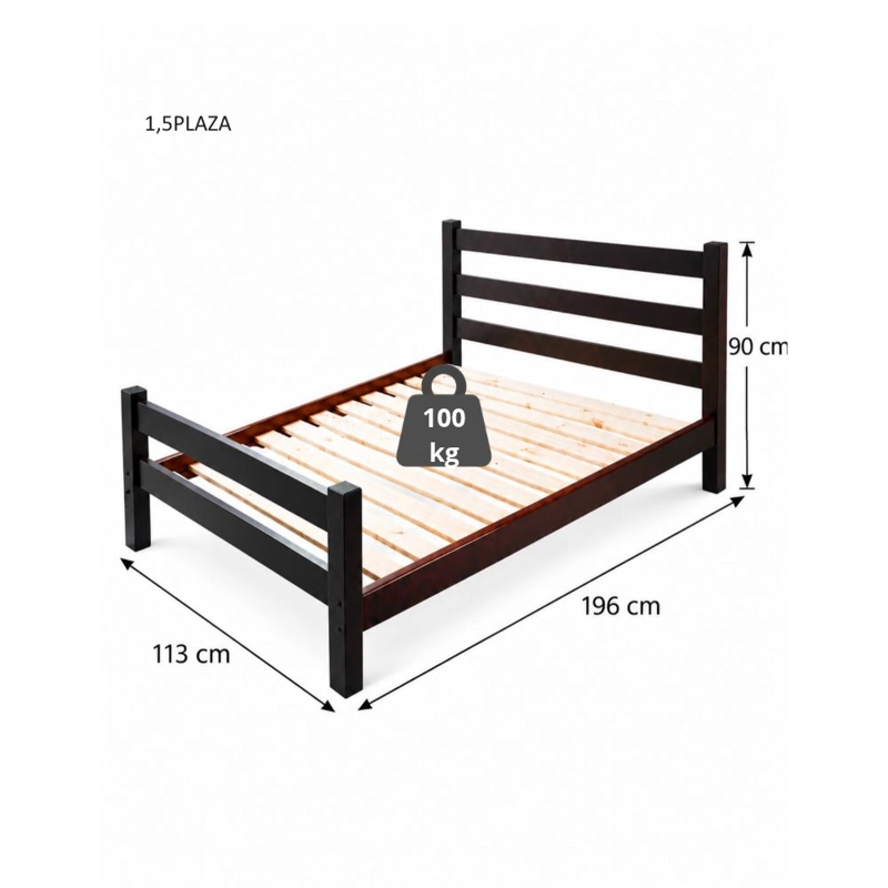 CAMA INCAL LANIN 1.5 PLAZAS CAFE - 3