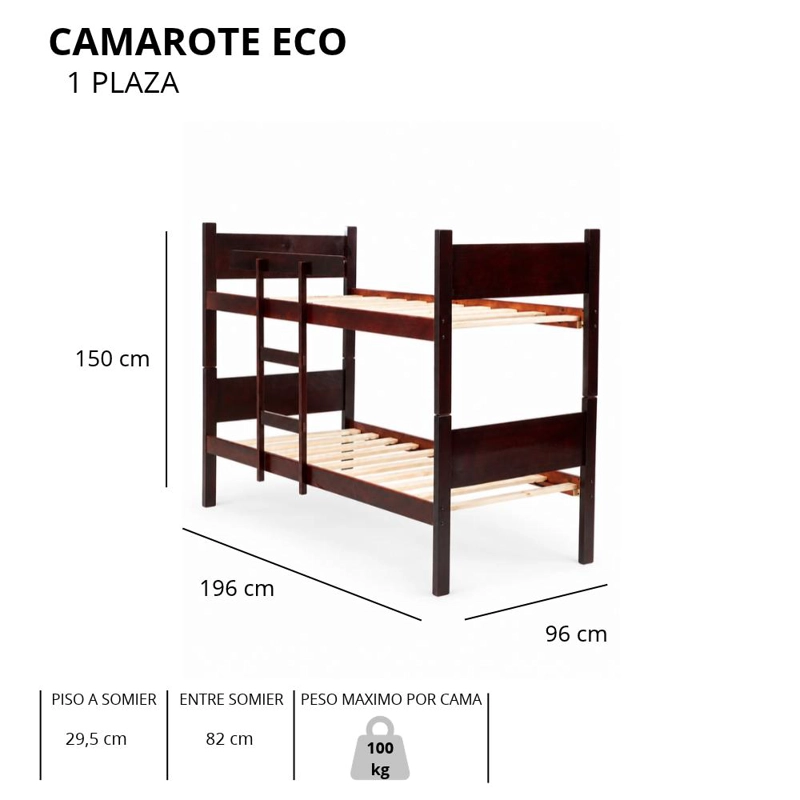 CAMAROTE MADERA INCAL ECO 1,5 PLAZA DESMONTABLE ESCALERA - 6