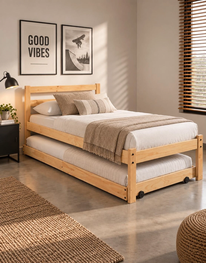 CAMA NIDO INCAL EN MADERA NATURAL 1.5 PLAZAS CAMEL - 7