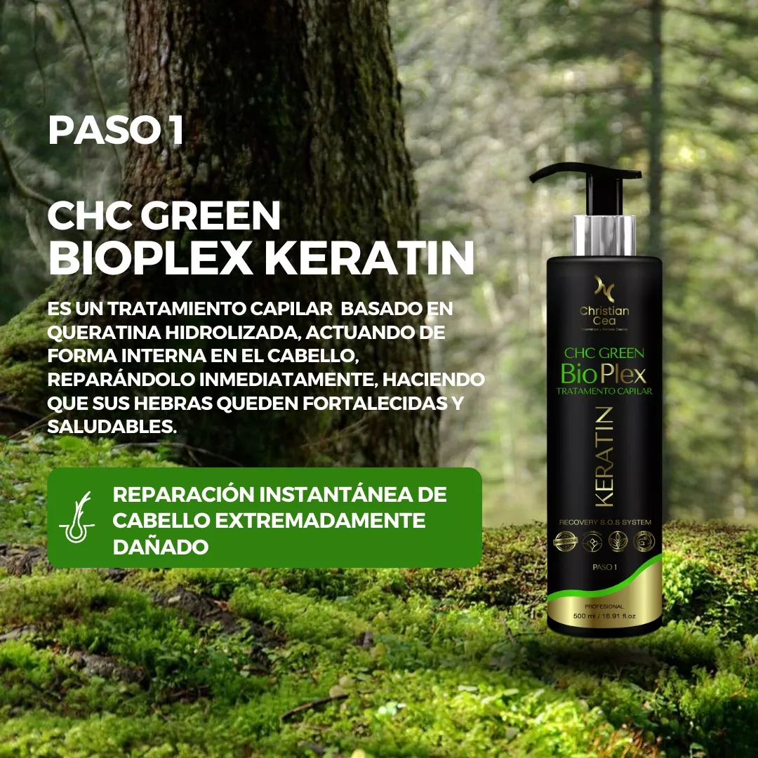 TRATAMIENTO CAPILAR CHRISTIAN CEA PLEX QUERATINA REPARACIÓN BIOPLEX KERATIN 500 ML PASO 1 - 3