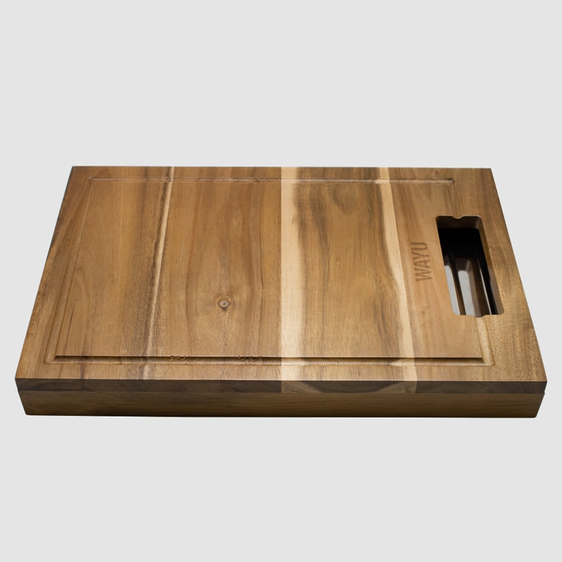 TABLA MADERA BANDEJA DE ACERO WAYU - 1