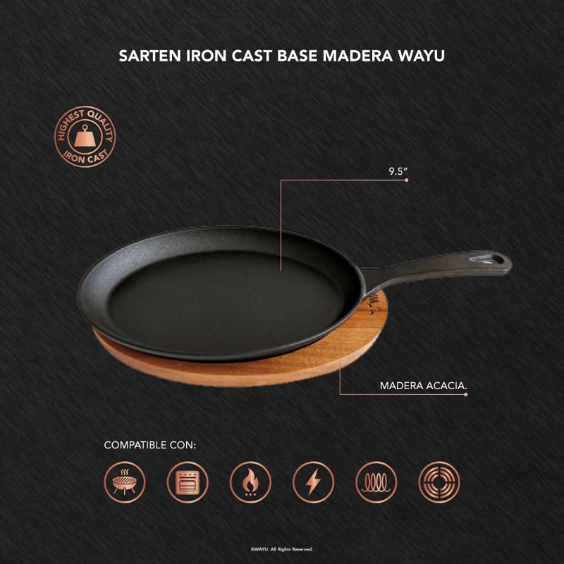 SARTEN IRON CAST BASE MADERA WAYU - 4
