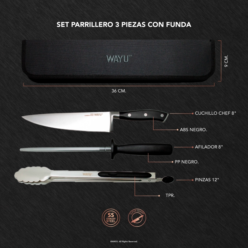 SET PARRILLERO 3 PIEZAS WAYU - 3