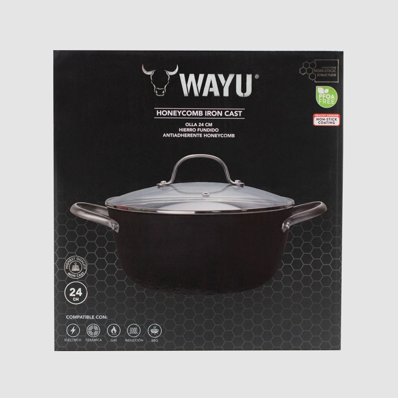 OLLA 24CM CON TAPA IRON CAST HONEYCOMB WAYU - 4
