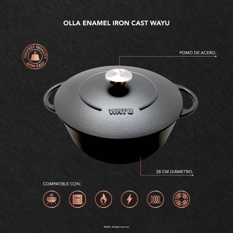 OLLA ENAMEL 28CM IRON CAST WAYU - 6