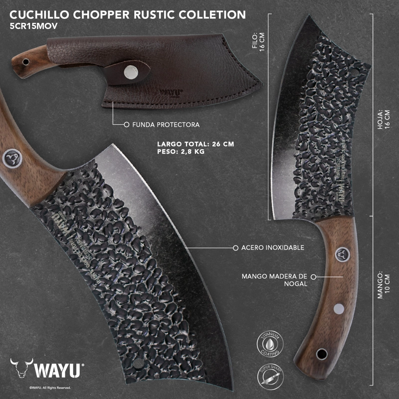 CUCHILLO CHOPPER CON FUNDA RUSTIC COLLECTION WAYU - 4