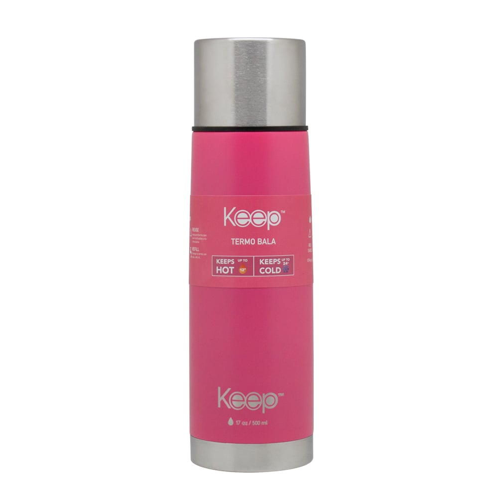 TERMO BALA 0.5L RUBBER KEEP ROSADO - 1
