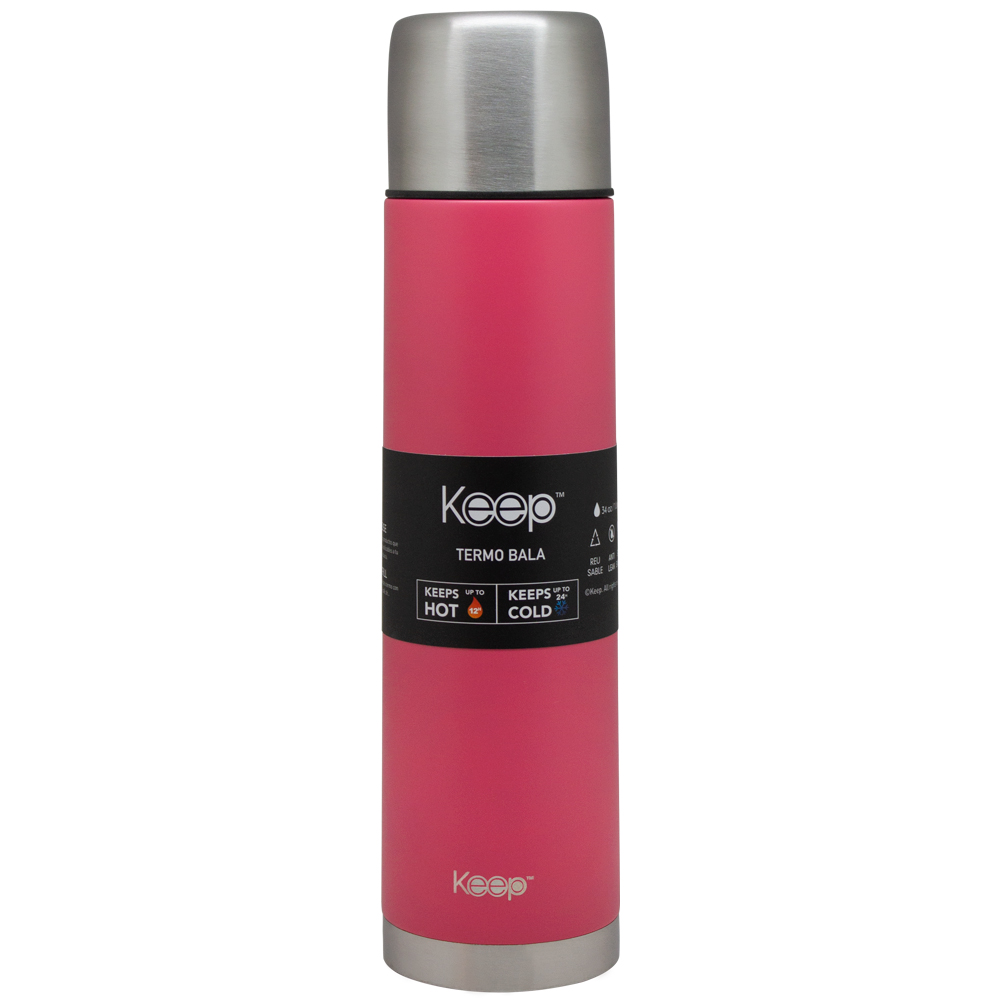 TERMO BALA 1.0L RUBBER KEEP -ROSADO - 2