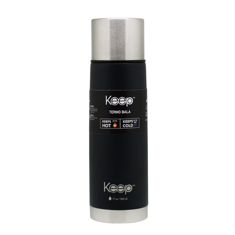 TERMO BALA 0.5L RUBBER KEEP NEGRO - 1