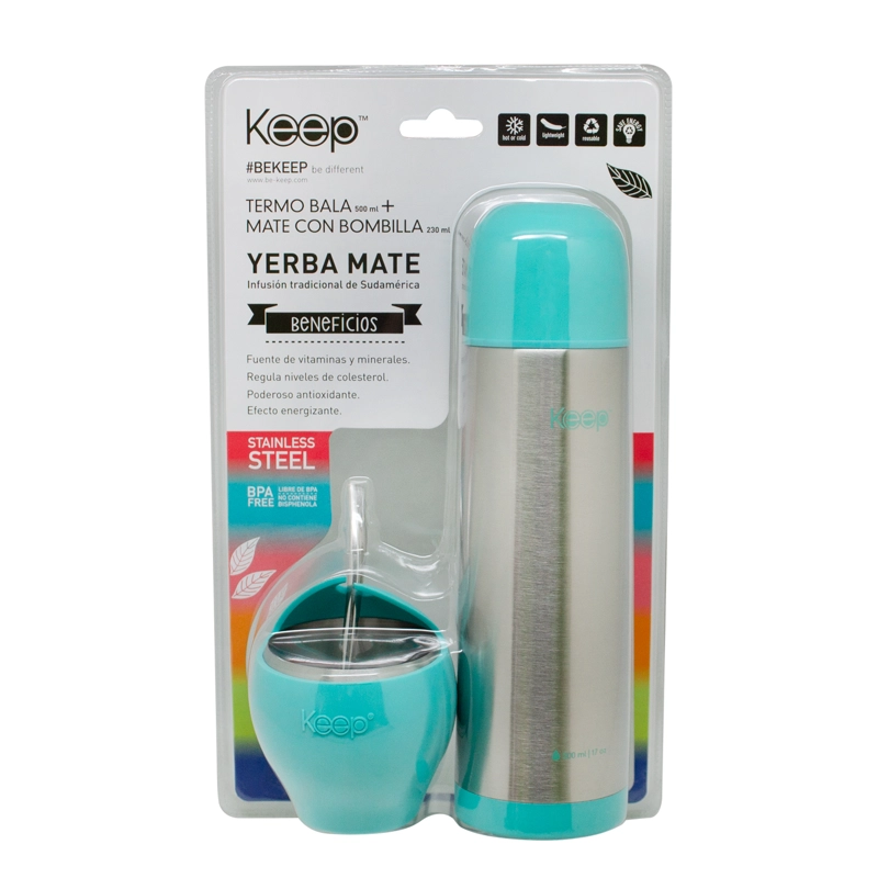 SET MATE + TERMO BALA KEEP - CELESTE - 2