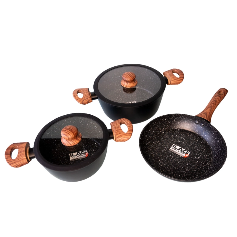 SET DE OLLAS ANTIADHERENTE GRANITO MARCA KEEP 5 PCS - 1