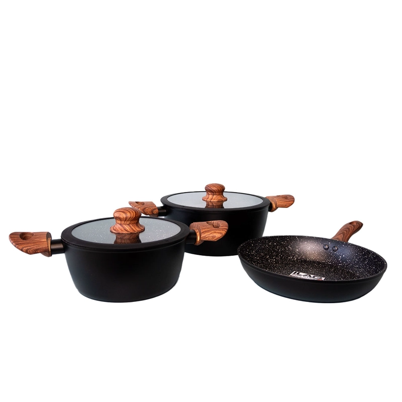 SET DE OLLAS ANTIADHERENTE GRANITO MARCA KEEP 5 PCS - 2