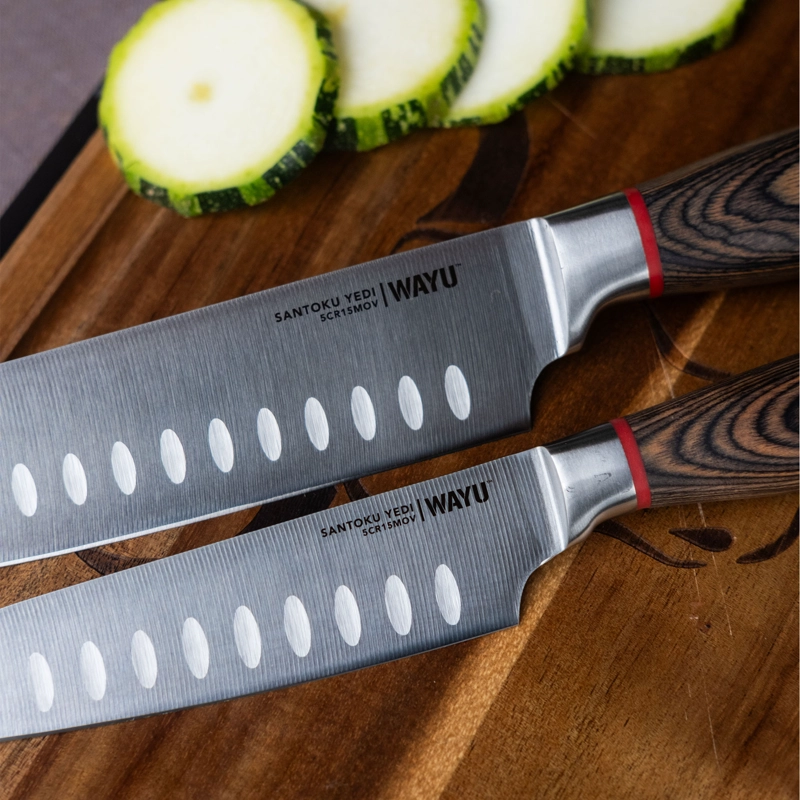 SET 2 CUCHILLOS SANTOKU RING RED WAYU - GRIS - 3