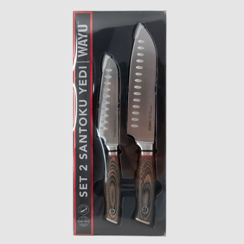 SET 2 CUCHILLOS SANTOKU RING RED WAYU - GRIS - 7
