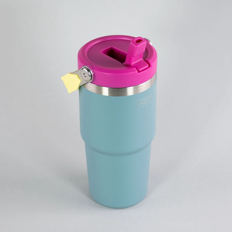 BOTELLA INSULADA CON MANGO 590ML FLASK KEEP CELESTE - 2