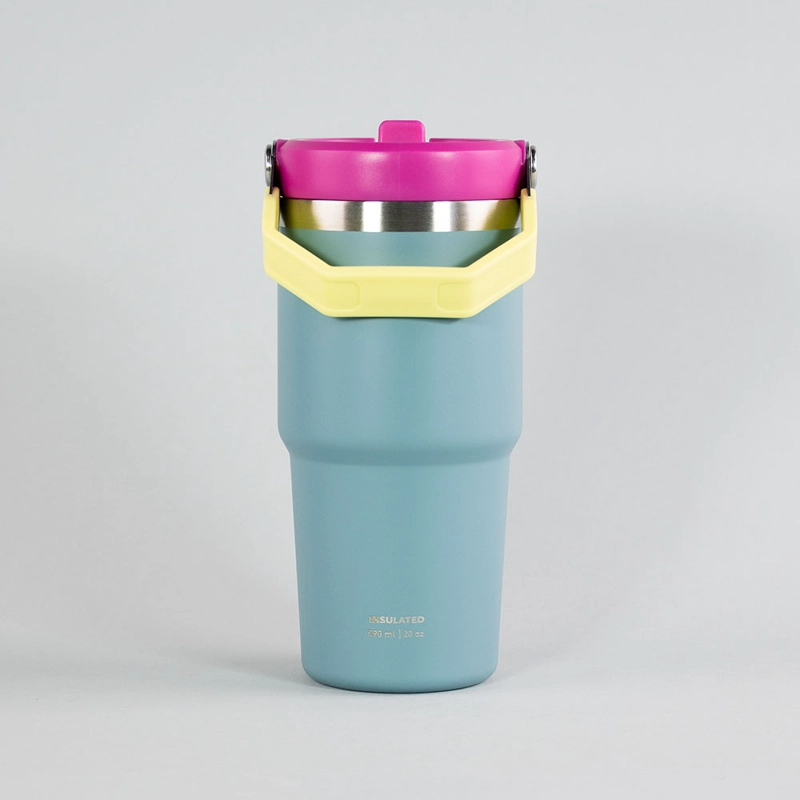 BOTELLA INSULADA CON MANGO 590ML FLASK KEEP CELESTE - 4