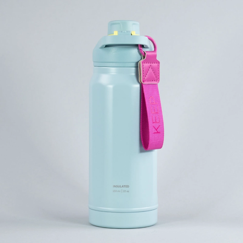 BOTELLA INSULADA STRAP 650ML FLASK KEEP CELESTE - 4