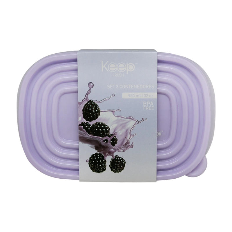 SET 3 CONTENEDORES APILABLES PP 950 ML KEEP - 1