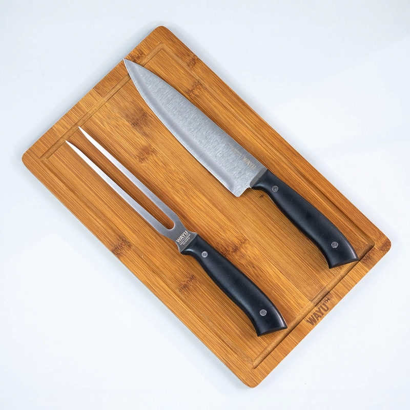 CARVING SET + TABLA BAMBOO WAYU - 1