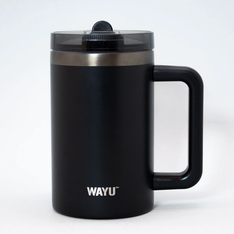 MUG 650 ML BLACK INSULATED MATTTE WAYU - 1