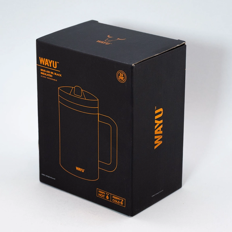 MUG 650 ML BLACK INSULATED MATTTE WAYU - 6