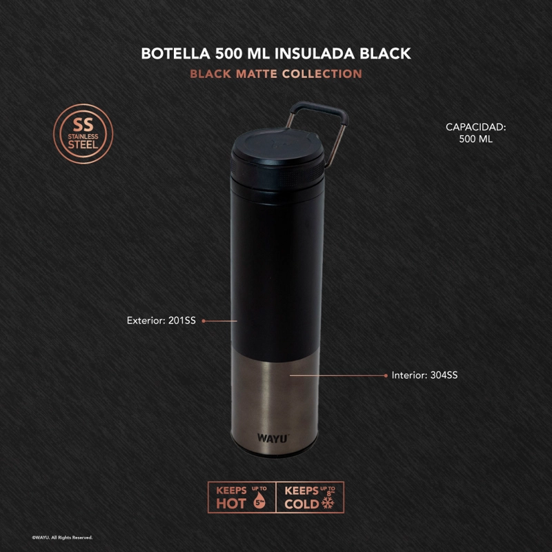 BOTELLA 500ML INSULATED BLACK WAYU - 3