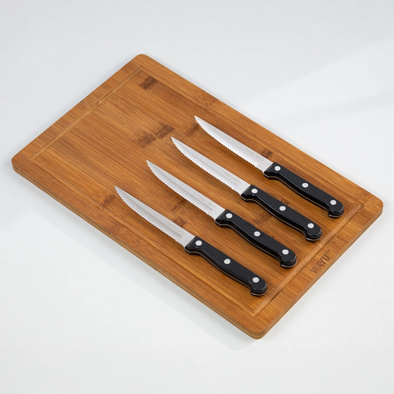 SET 4 CUCHILLOS + TABLA BAMBOO - 1