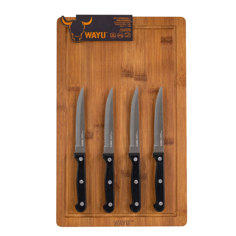 SET 4 CUCHILLOS + TABLA BAMBOO - 4