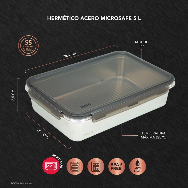 HERMETICO ACERO MICROSAFE 5L - 3