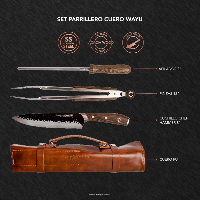 SET PARRILLERO CUERO PU WAYU - 3