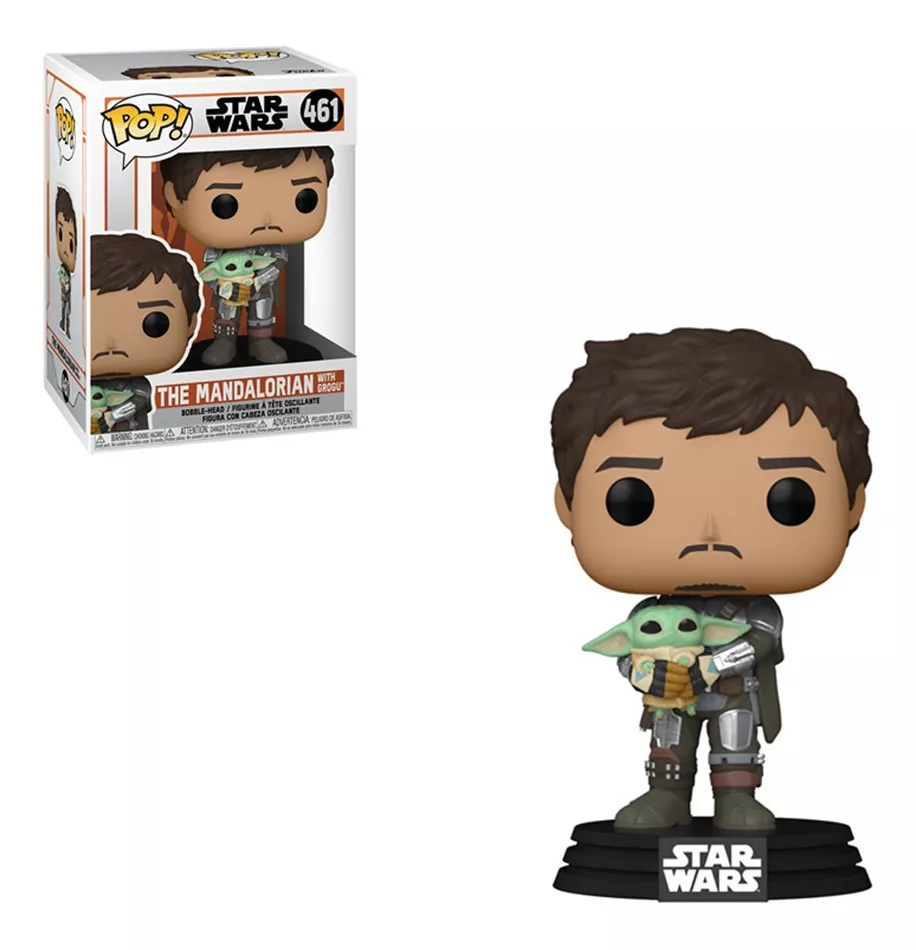 FUNKO POP NEGRO STAR WARS THE MANDALORIAN MANDO CON BABY YODA #461 - 4