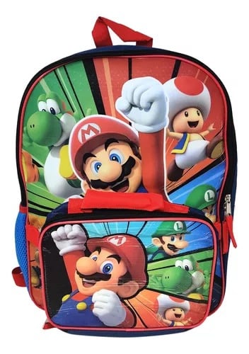 MOCHILA BIOWORLD LICENCIADA - SUPER MARIO BROS CON LONCHERA - 1