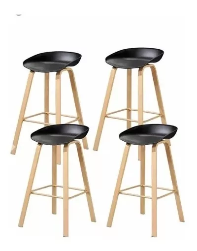 PISOS BAR NEGRO PACK 4 TABURETE ESTILO NÓRDICO - 1