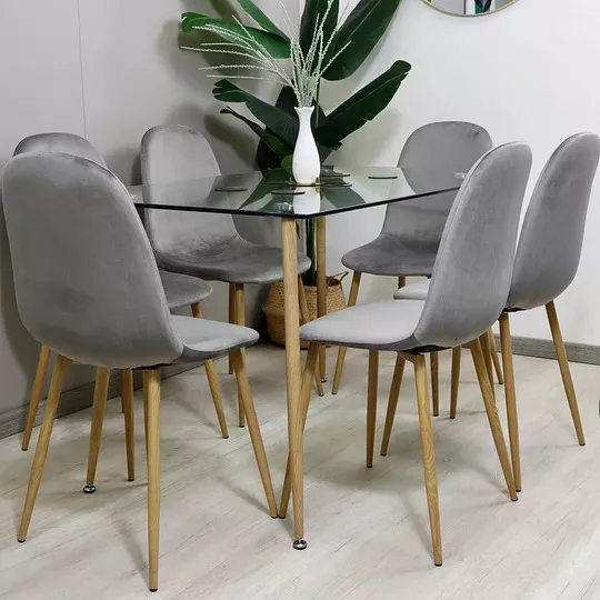 SILLA DE COMEDOR TERCIOPELO VELVET PATAS HIERRO MADERA - 2