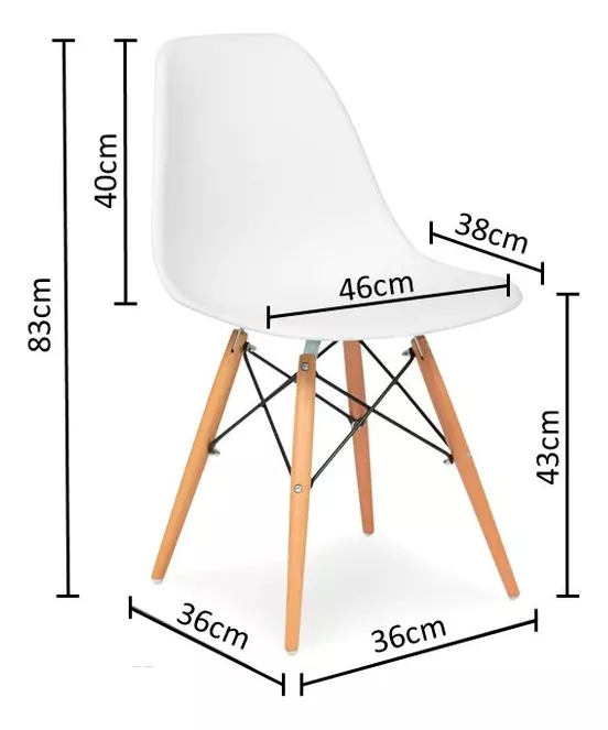 PACK X2 SILLA DE COMEDOR EAMES CLASICA ESTRUCTURA PVC - 2