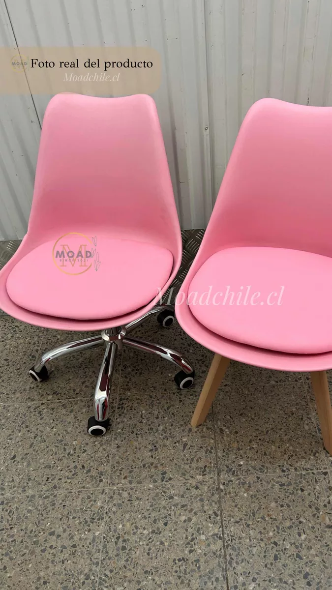 SILLA ESCRITORIO ROSA TULIP PATAS ACERO CROMADO - 2