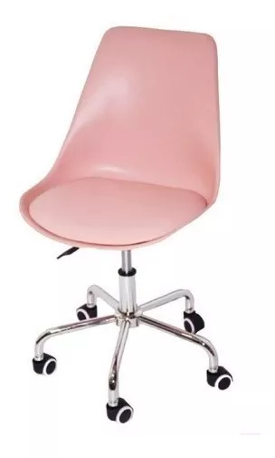 SILLA ESCRITORIO ROSA TULIP PATAS ACERO CROMADO - 3