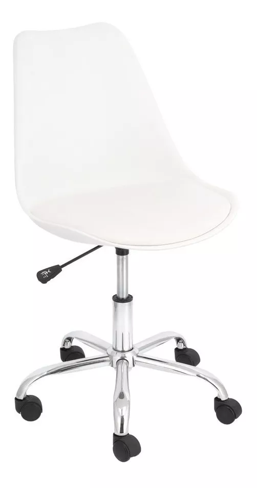 SILLA ESCRITORIO BLANCA TULIP PATAS ACERO CROMADO - 1