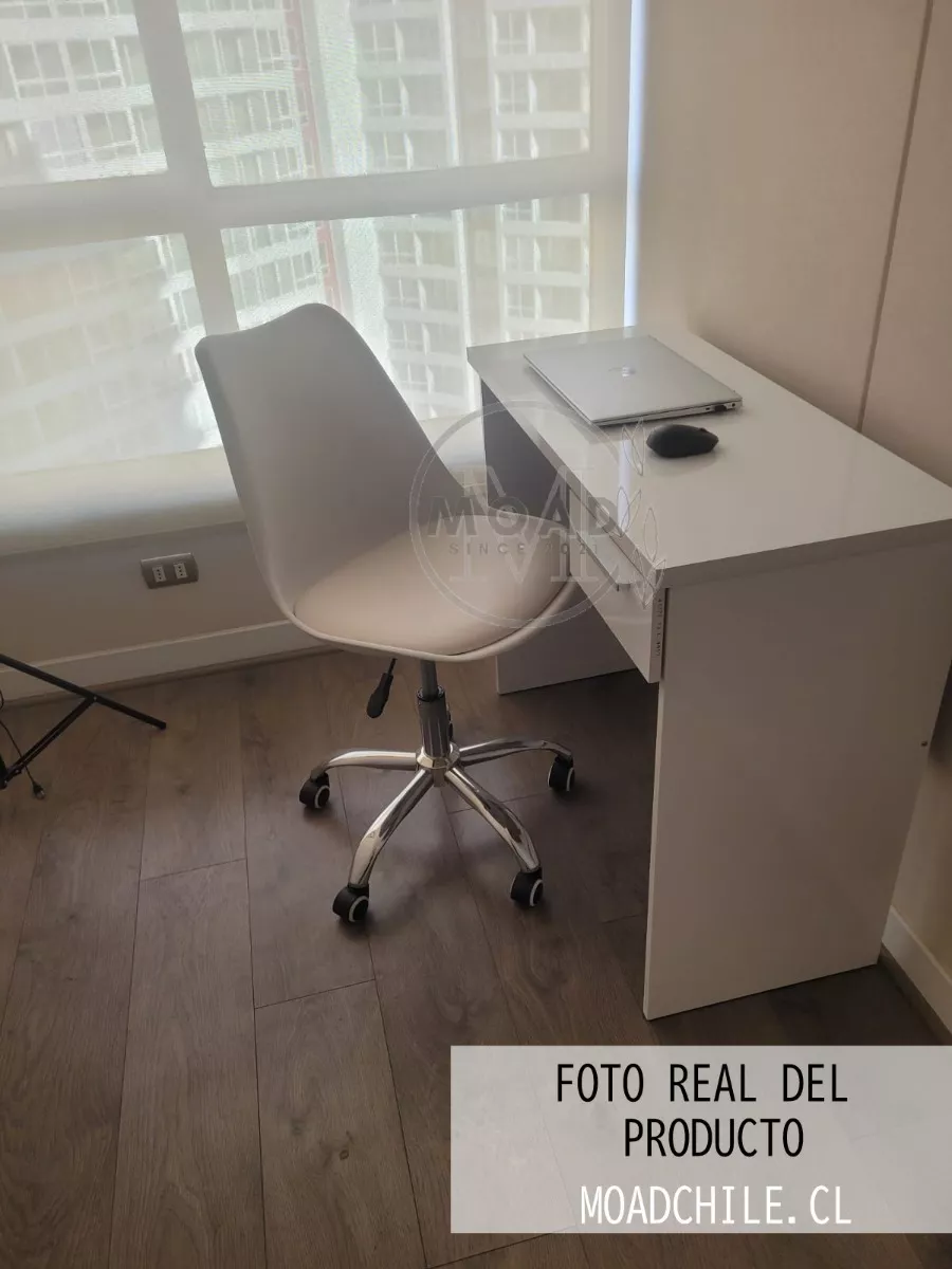 SILLA ESCRITORIO BLANCA TULIP PATAS ACERO CROMADO - 2