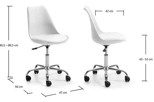 SILLA ESCRITORIO BLANCA TULIP PATAS ACERO CROMADO - 3
