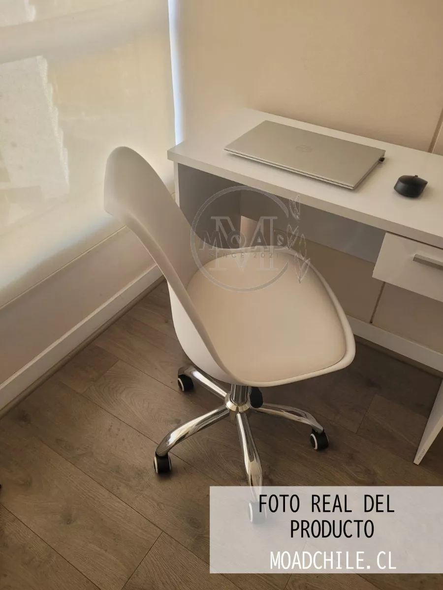 SILLA ESCRITORIO BLANCA TULIP PATAS ACERO CROMADO - 4