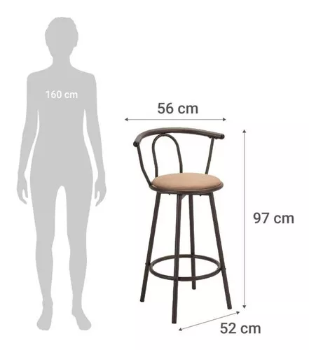 SILLA BAR ALTA GIRATORIA 360° / ELEGANTE/ MODERNA/ RESISTENT COLOR CAFE - 3